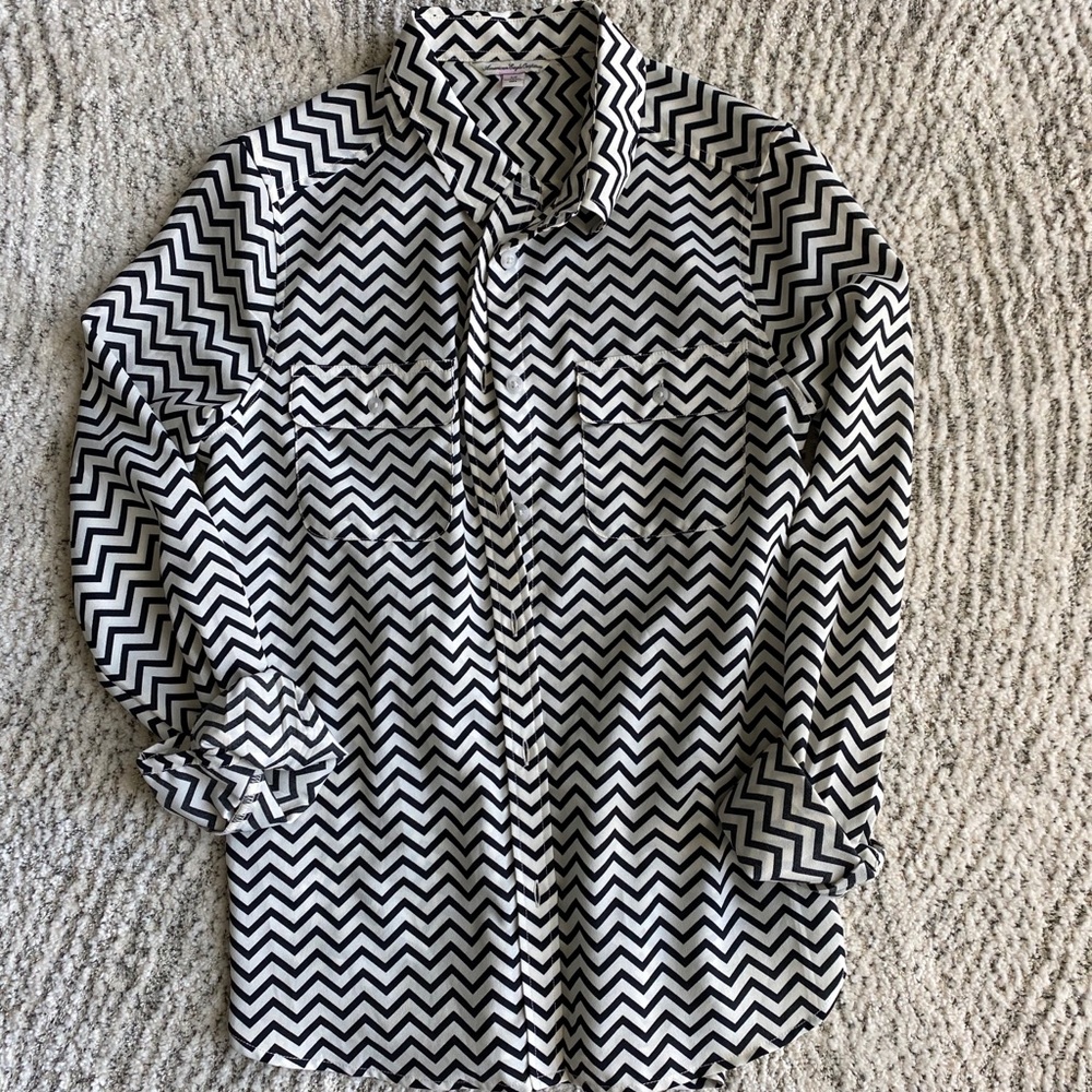 Silky chevron-stripe utility shirt